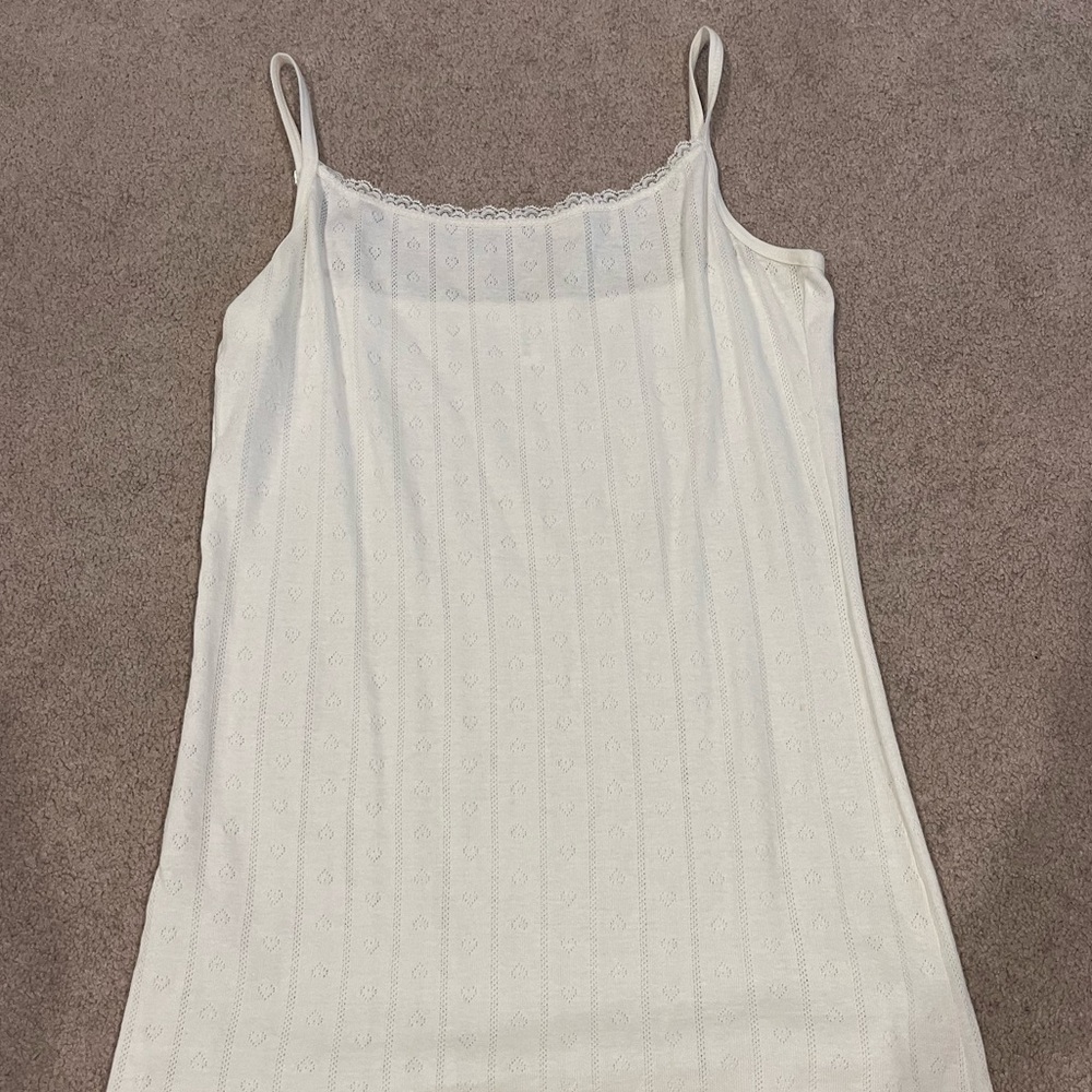 vintage white lace heart tank top